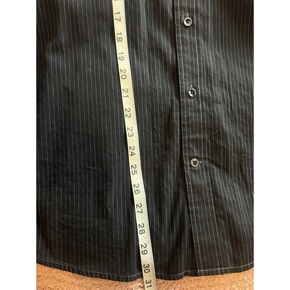 Faconnable Medium Navy Blue & White w/Stripes Button-Front Long Sleeve Shirt - Picture 7 of 7